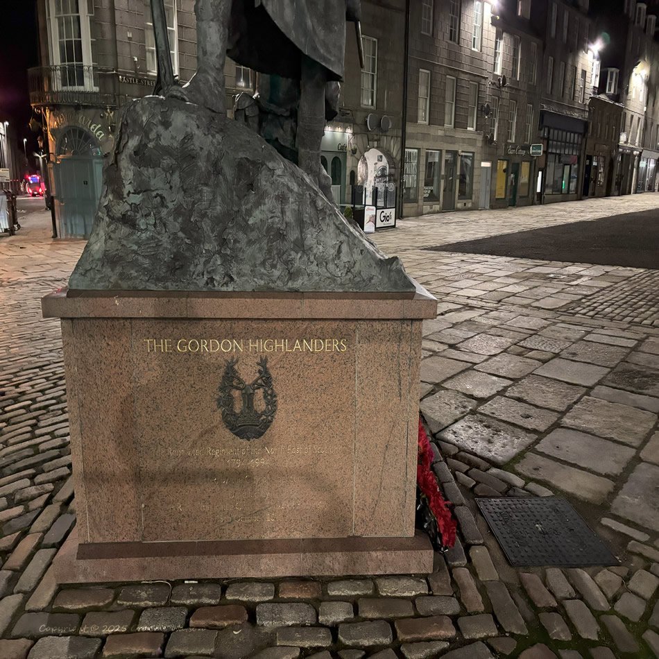 The Gordon Highlanders memorial statue in Castlegate, Aberdeen City, Scotland