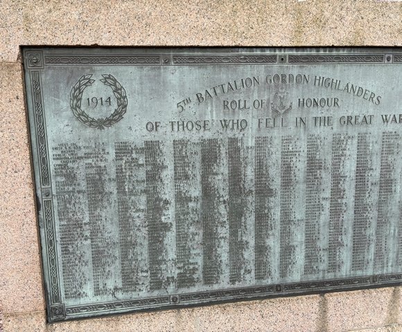 Great War Roll of Honour, by side of Gordon Highlanders Memorial, Kirk Street, Peterhead - Copyright &copy; 2025 Graeme Watson.