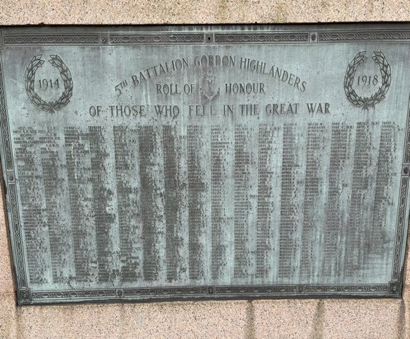 Great War Roll of Honour, by side of Gordon Highlanders Memorial, Kirk Street, Peterhead - Copyright &copy; 2025 Graeme Watson.
