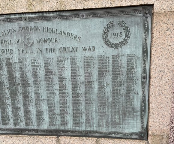 Great War Roll of Honour, by side of Gordon Highlanders Memorial, Kirk Street, Peterhead - Copyright &copy; 2025 Graeme Watson.